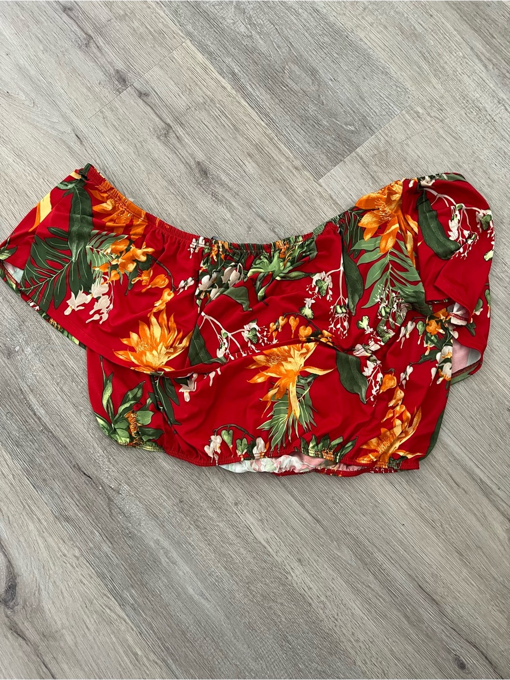 Red Tropical Off-Shoulder Women's Top